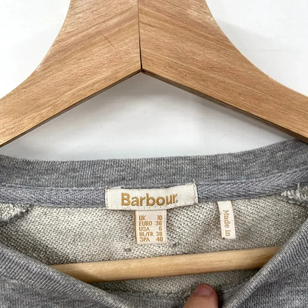 Barbour 6 South Shields Gray Velvet Crewneck Sweatshirt